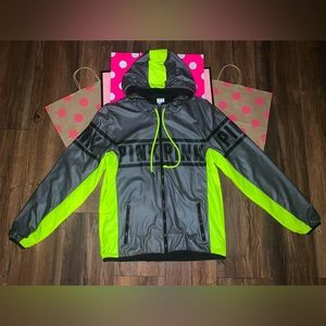 VS PINK 2015 HTF Neon Color Block Fleece Lined Anorak Jacket Size XS/S.